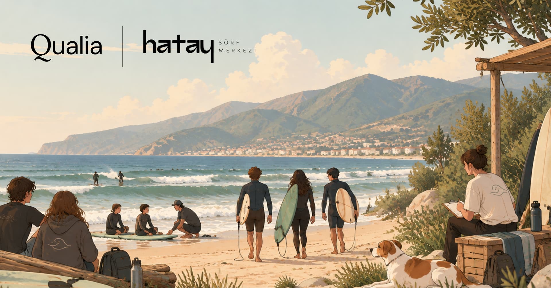 Hatay Surf Center and Qualia: young surfers on the beach at Samandağ
